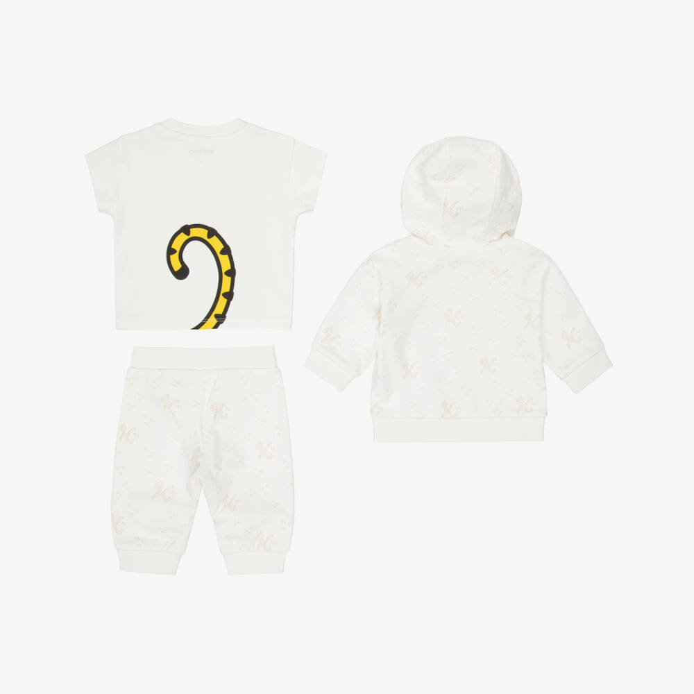KENZO KIDS-Ivory & Beige Cotton Baby Tracksuit Set | Childrensalon