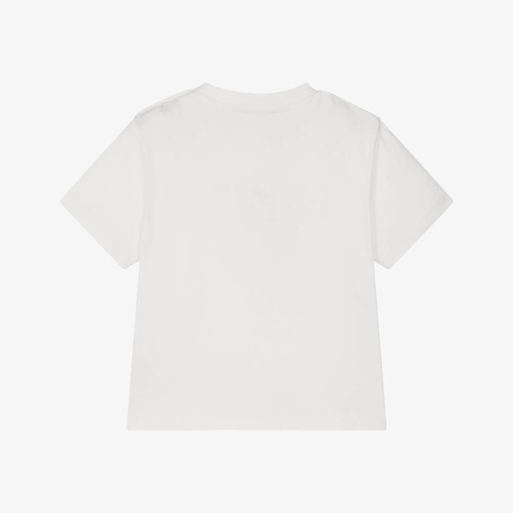 KENZO KIDS-Ivory & Black Kenzo Paris Cotton T-Shirt | Childrensalon