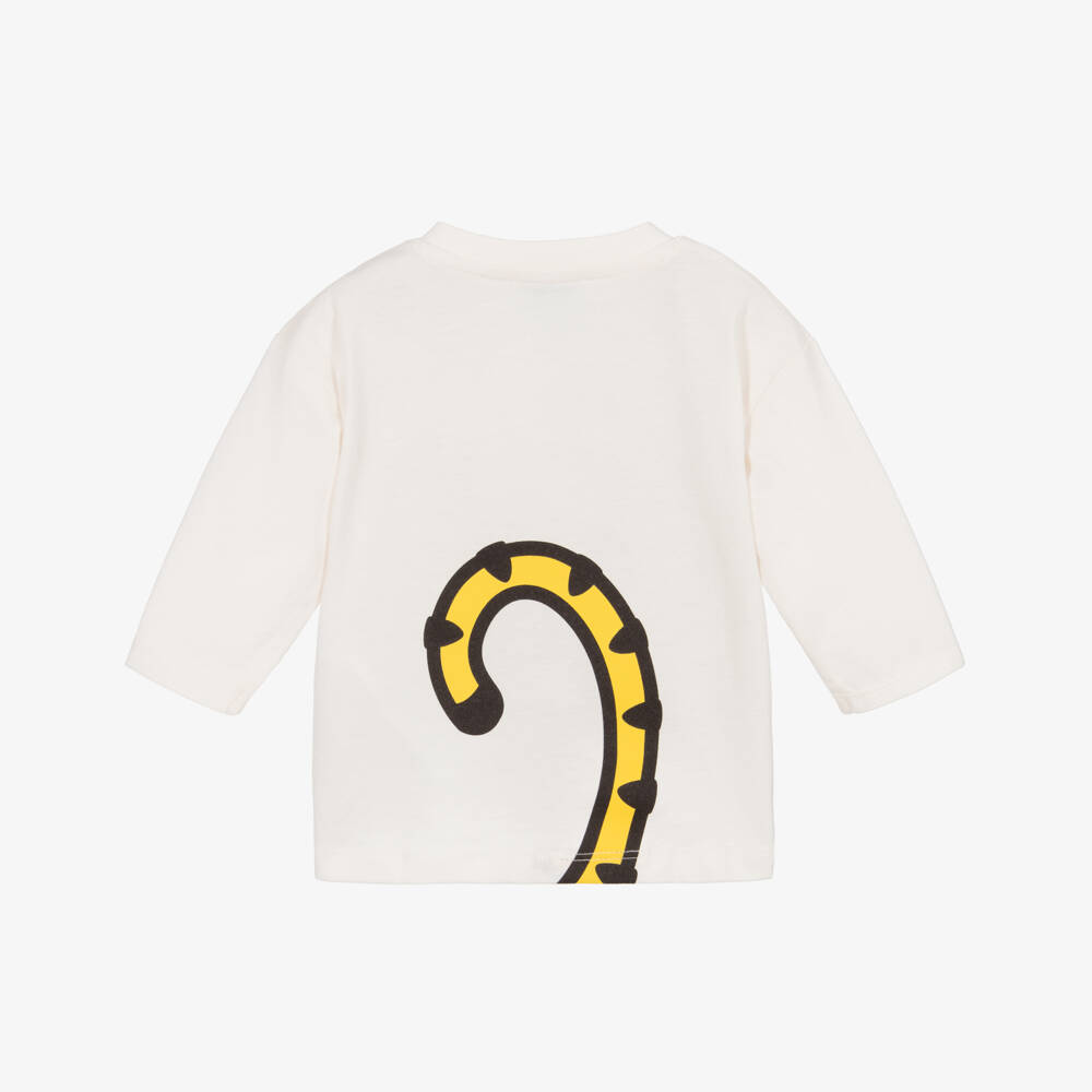 KENZO KIDS-Ivory Cotton Kotora Tiger Long-Sleeved Top | Childrensalon