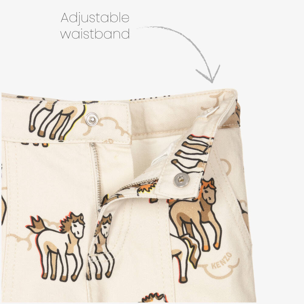 KENZO KIDS-Брюки кремовые хлопковые из твила лунный Новый год | Childrensalon