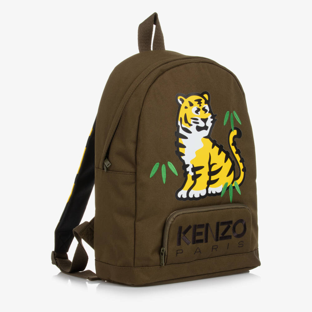 KENZO KIDS-Khaki Green KOTORA Tiger Backpack (37cm) | Childrensalon