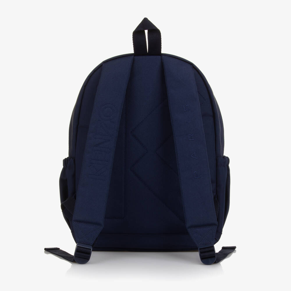 KENZO KIDS-Navy Blue Canvas Paris Logo Backpack (38cm) | Childrensalon