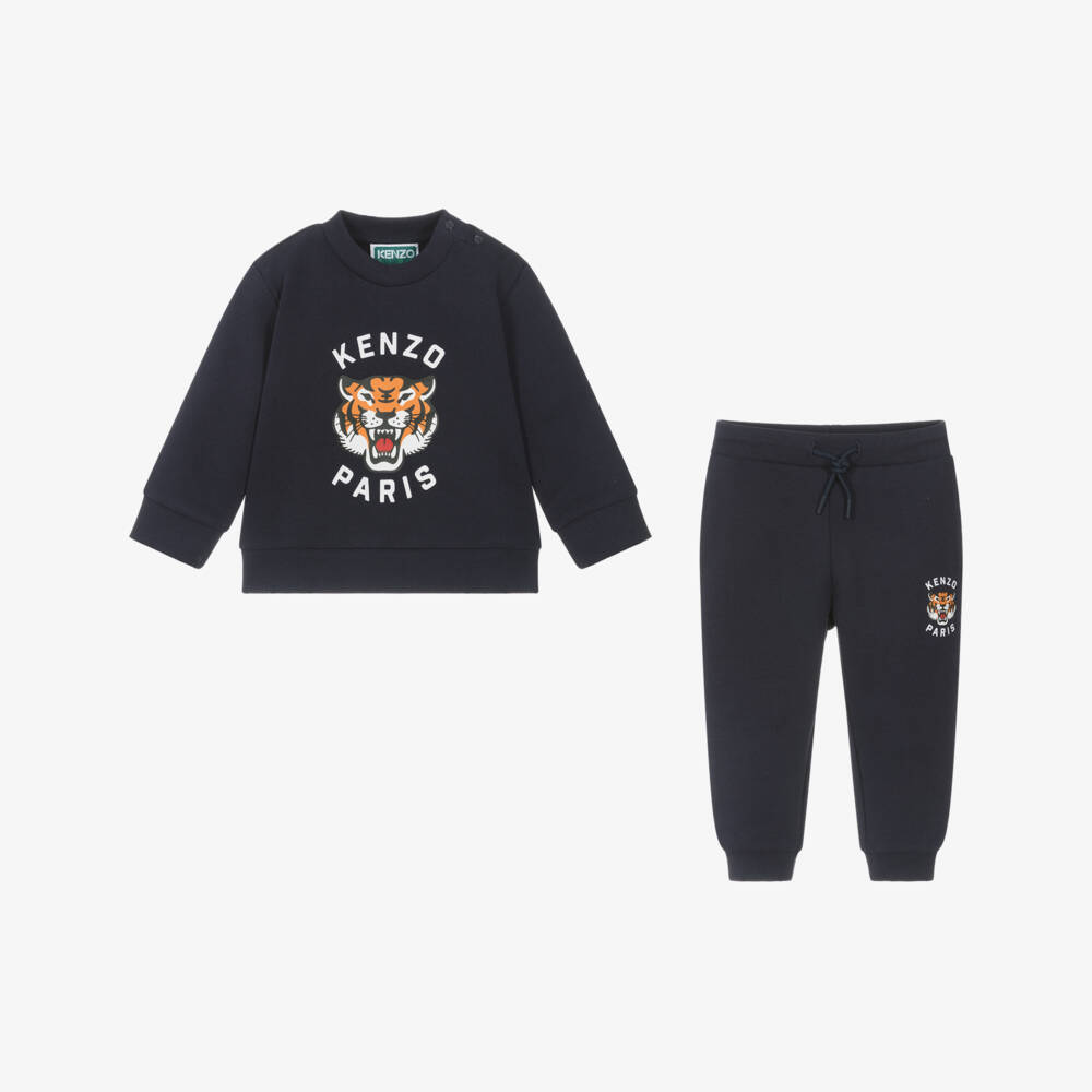 KENZO KIDS-Navy Blue Cotton Lucky Tiger Tracksuit | Childrensalon
