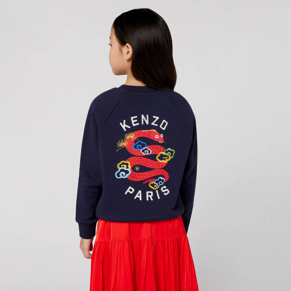 KENZO KIDS-Navy Blue Cotton Snake Sweatshirt | Childrensalon
