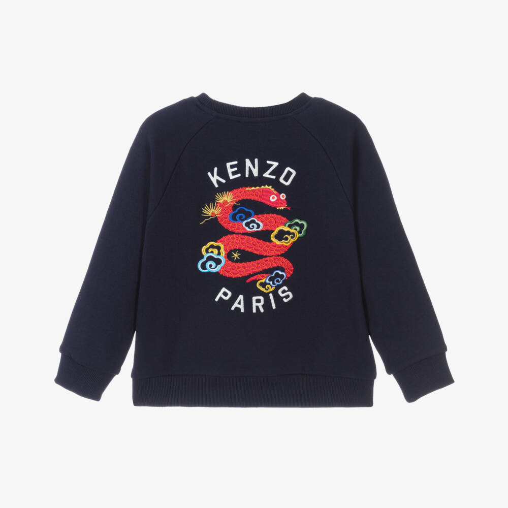 KENZO KIDS-Navy Blue Cotton Snake Sweatshirt | Childrensalon