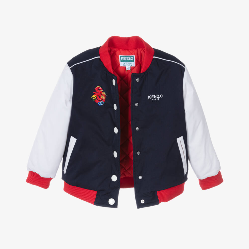 KENZO KIDS-Navy Blue Varsity Snake Jacket | Childrensalon