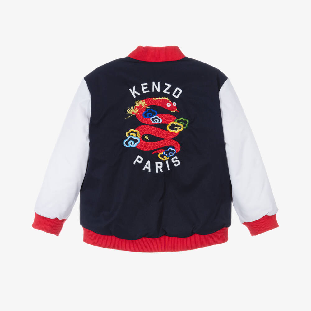 KENZO KIDS-Navy Blue Varsity Snake Jacket | Childrensalon