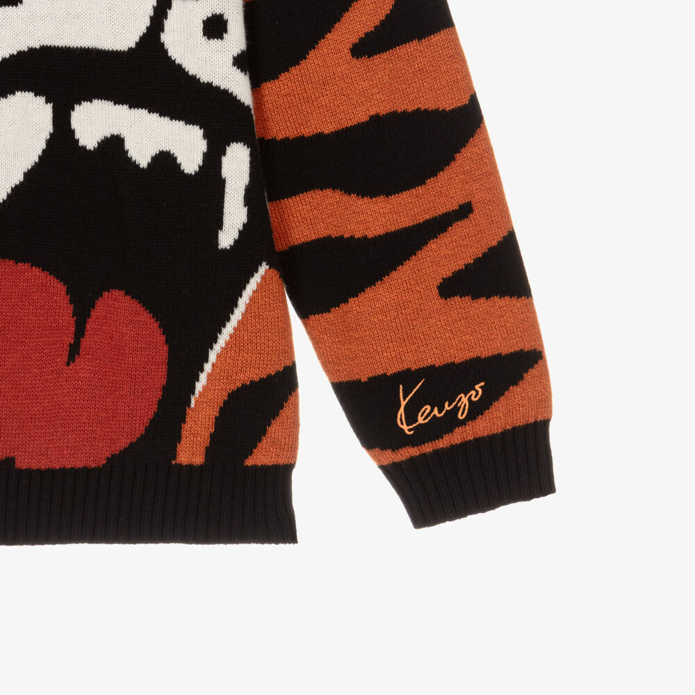 KENZO KIDS-Orange Tiger Knit Sweater | Childrensalon