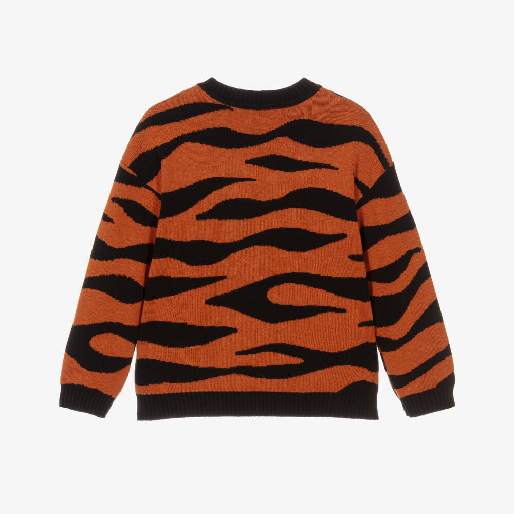 KENZO KIDS-Orange Tiger Knit Sweater | Childrensalon