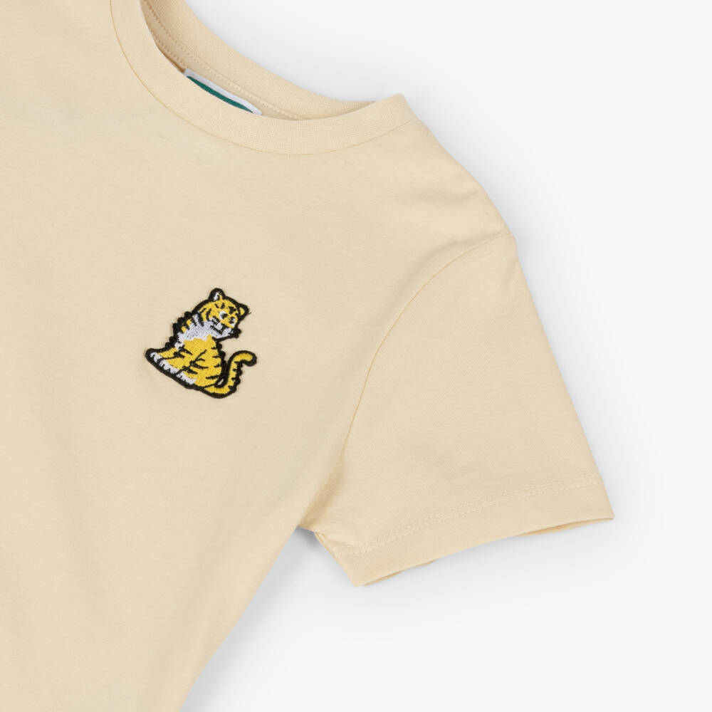 KENZO KIDS-تيشيرت قطن لون بيج فاتح بنقشة نمر كوتورا | Childrensalon