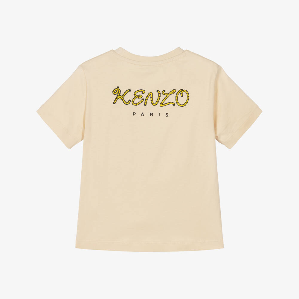 KENZO KIDS-تيشيرت قطن لون بيج فاتح بنقشة نمر كوتورا | Childrensalon