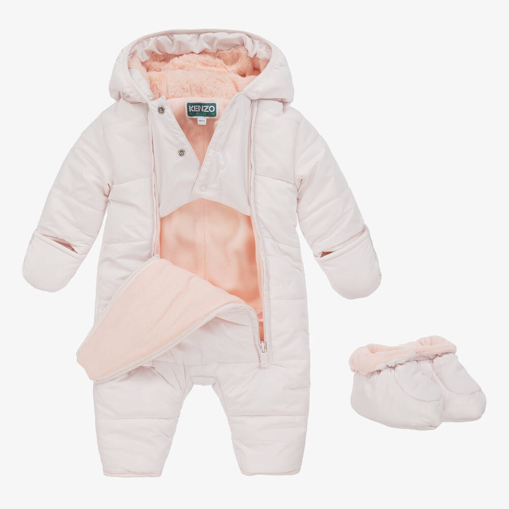 KENZO KIDS-Розовый комбинезон с логотипом слона для малышей | Childrensalon