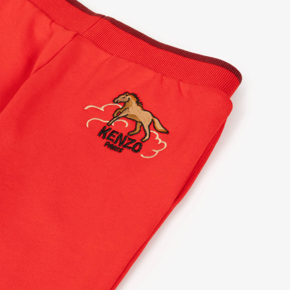 KENZO KIDS-Red Cotton Lunar New Year Joggers | Childrensalon