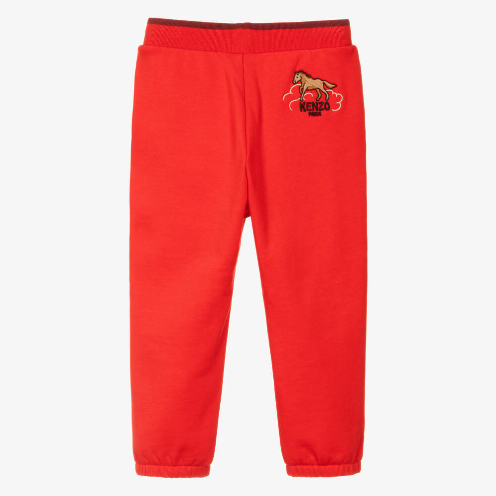 KENZO KIDS-Red Cotton Lunar New Year Joggers | Childrensalon