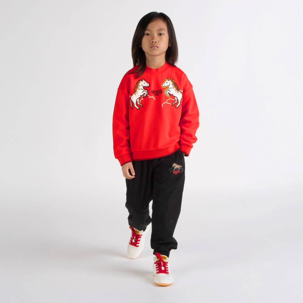 KENZO KIDS-Red Cotton Lunar New Year Sweatshirt | Childrensalon