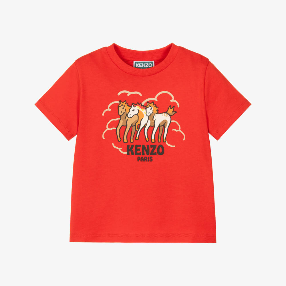 KENZO KIDS-Red Cotton Lunar New Year T-Shirt | Childrensalon
