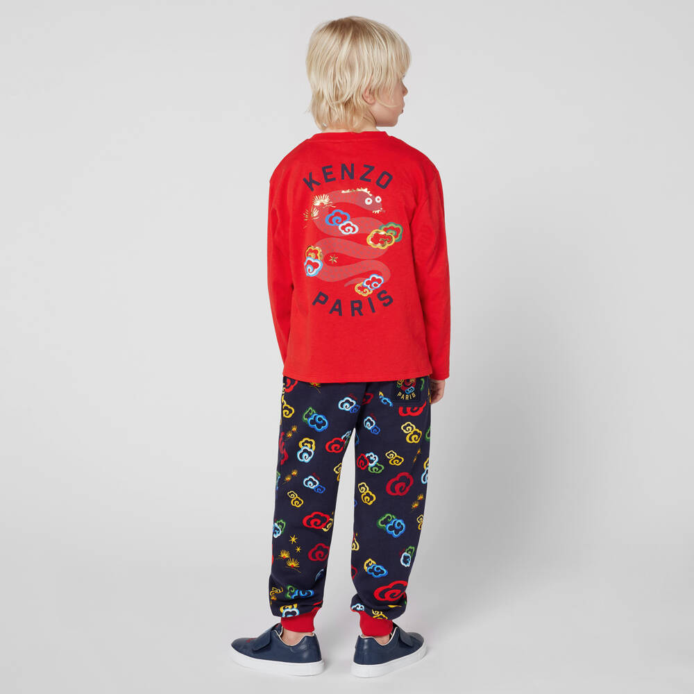 KENZO KIDS-Red Cotton Snake Top | Childrensalon