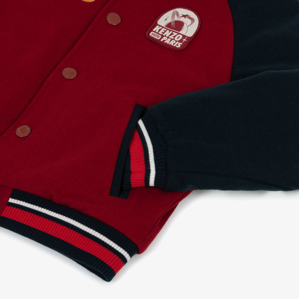 KENZO KIDS-Red & Navy Blue Varsity Bomber Jacket | Childrensalon