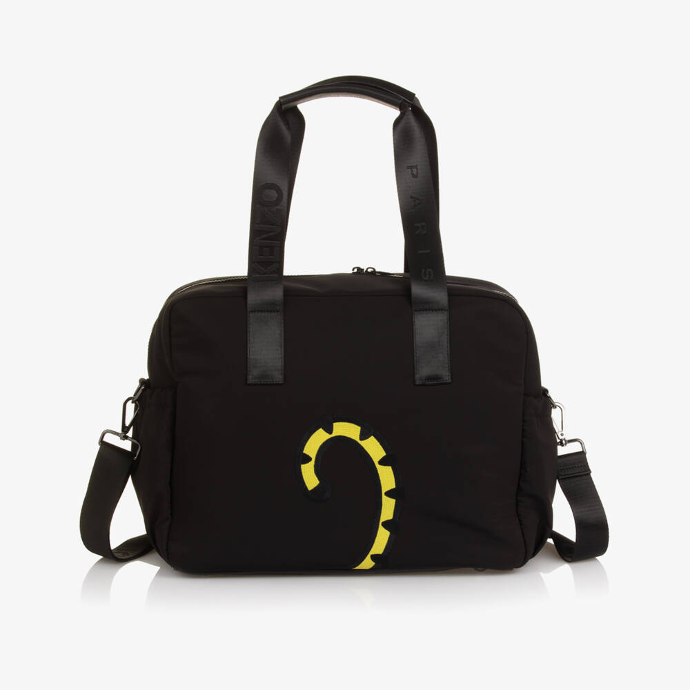 KENZO KIDS-Smooth Black Changing Bag with Kotora Tail (43cm) | Childrensalon