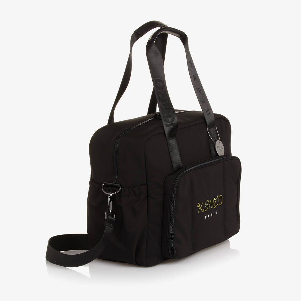 KENZO KIDS-Smooth Black Changing Bag with Kotora Tail (43cm) | Childrensalon