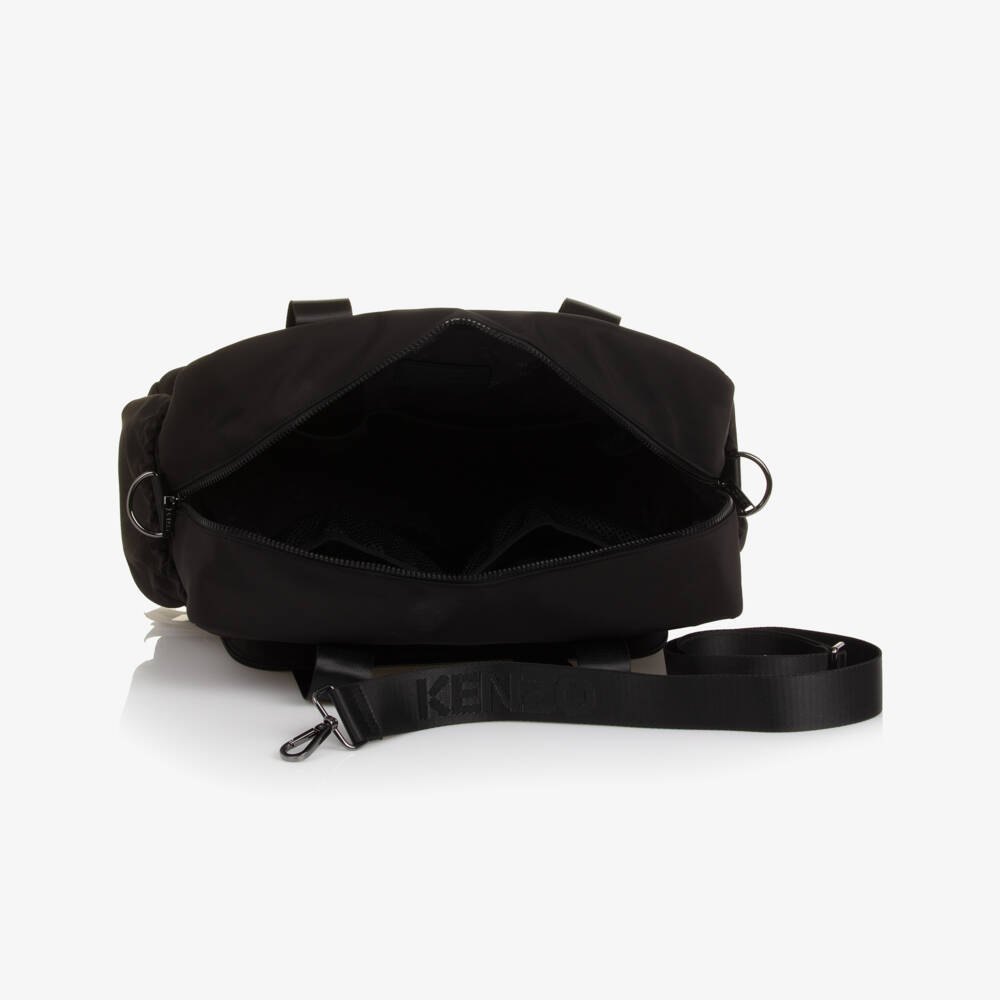 KENZO KIDS-Smooth Black Changing Bag with Kotora Tail (43cm) | Childrensalon