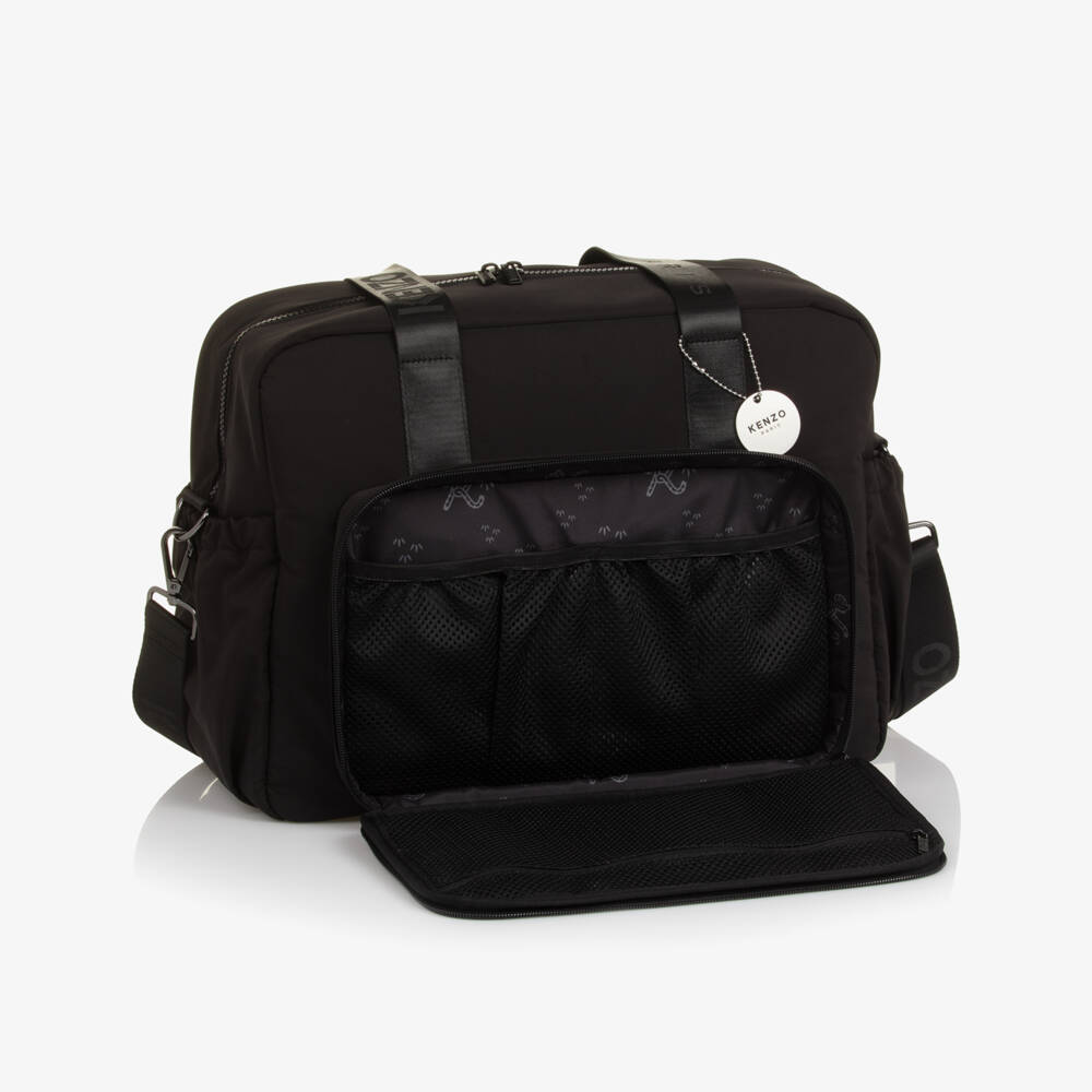 KENZO KIDS-Smooth Black Changing Bag with Kotora Tail (43cm) | Childrensalon