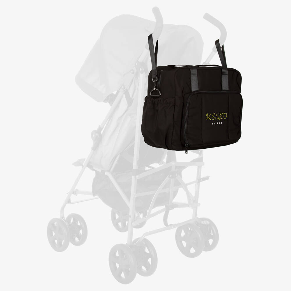 KENZO KIDS-Smooth Black Changing Bag with Kotora Tail (43cm) | Childrensalon