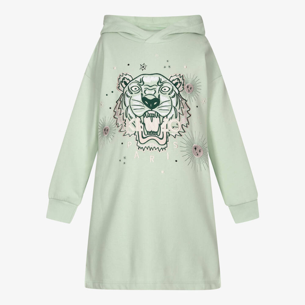 KENZO KIDS - Teen Green Tiger Hoodie Dress | Childrensalon KENZO KIDS - Teen Green Tiger Hoodie Dress | Childrensalon