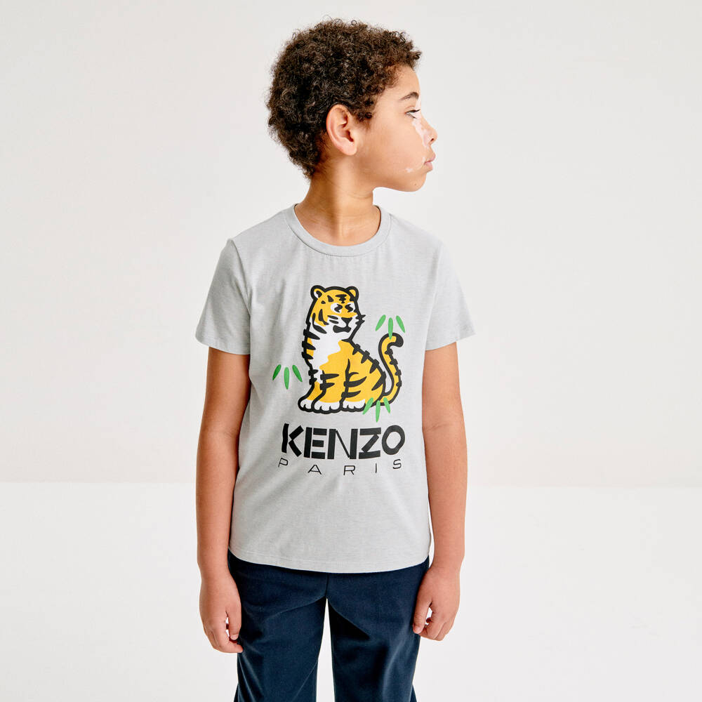 KENZO KIDS-Teen Grey KOTORA Tiger T-Shirt | Childrensalon