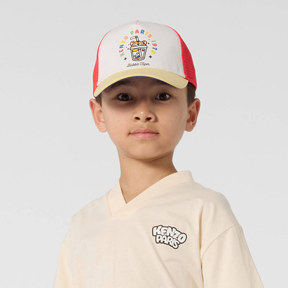 KENZO KIDS-Tricolour Bubble Tiger Baseball Cap | Childrensalon