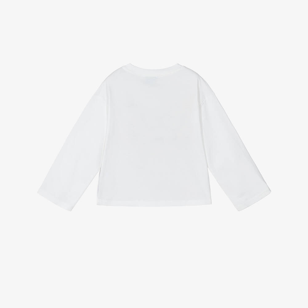 KENZO KIDS-بلوزة بأكمام طويلة قطن لون أبيض | Childrensalon