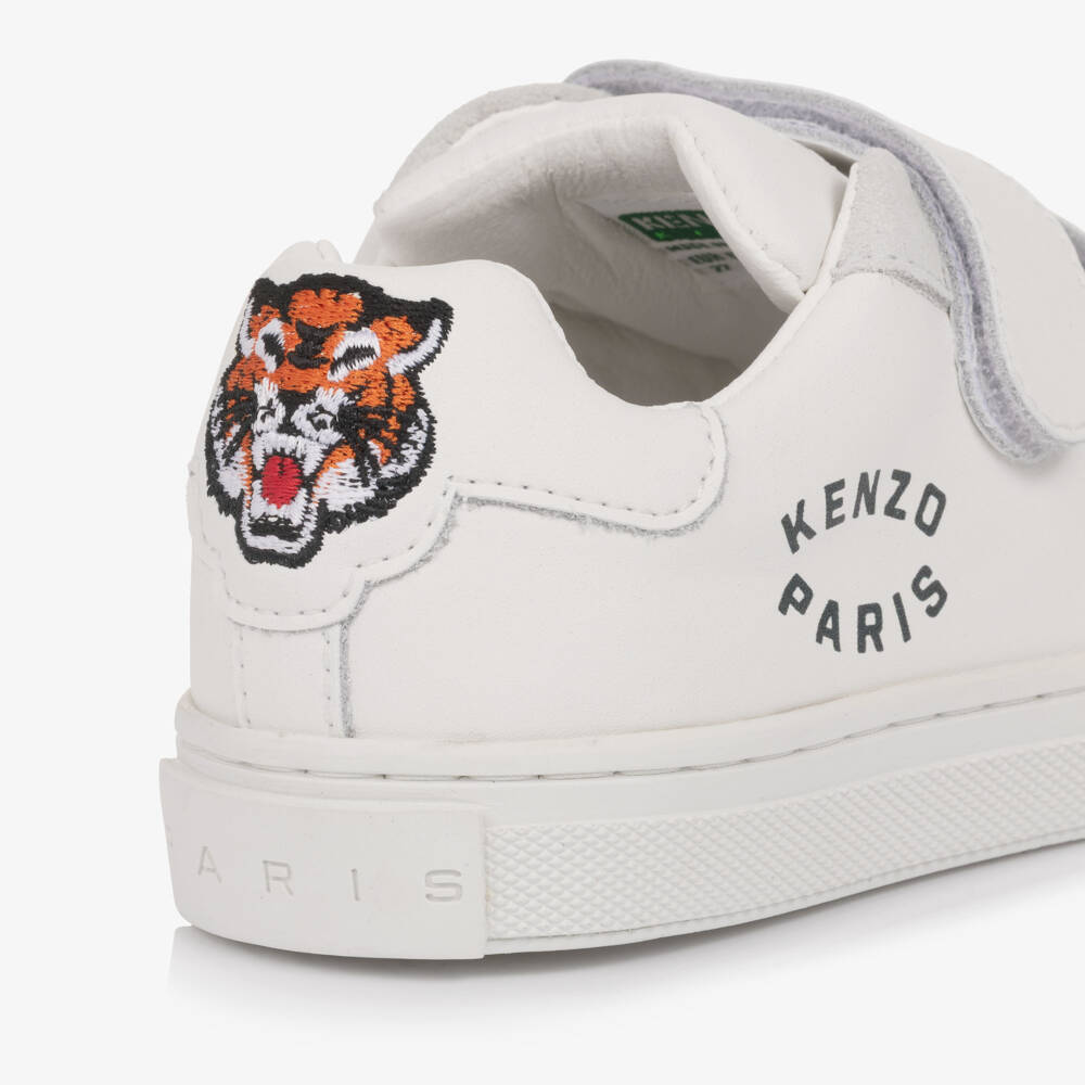 KENZO KIDS-White Leather Lucky Tiger Trainers | Childrensalon