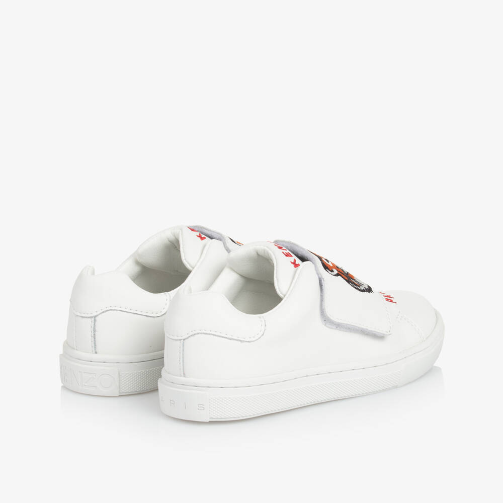 KENZO KIDS-White Leather Tiger Trainers | Childrensalon