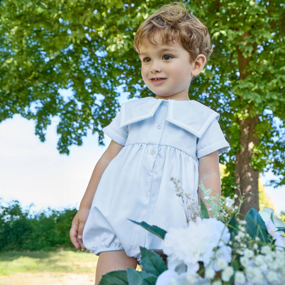 Kidiwi-Baby Boys Pale Blue Sailor Shortie | Childrensalon