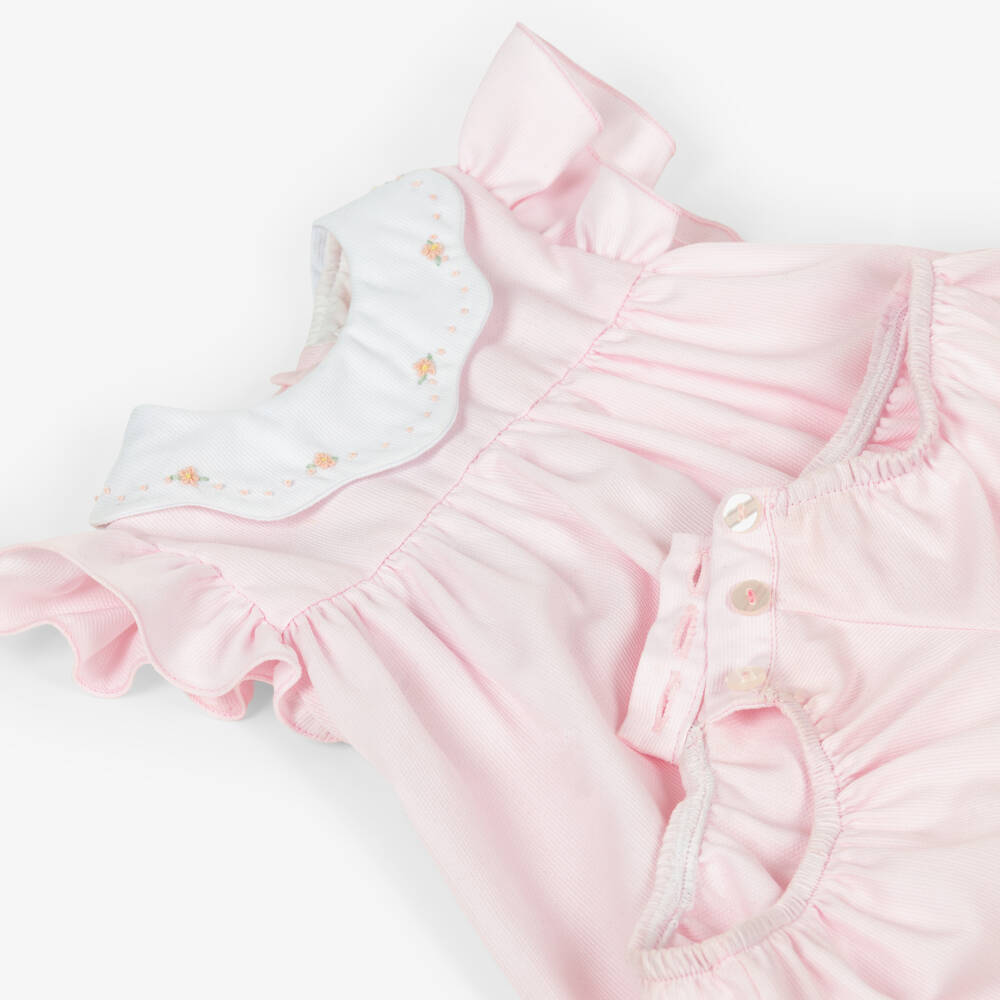 Kidiwi-Baby Girls Pink Shortie with Embroidered Collar | Childrensalon