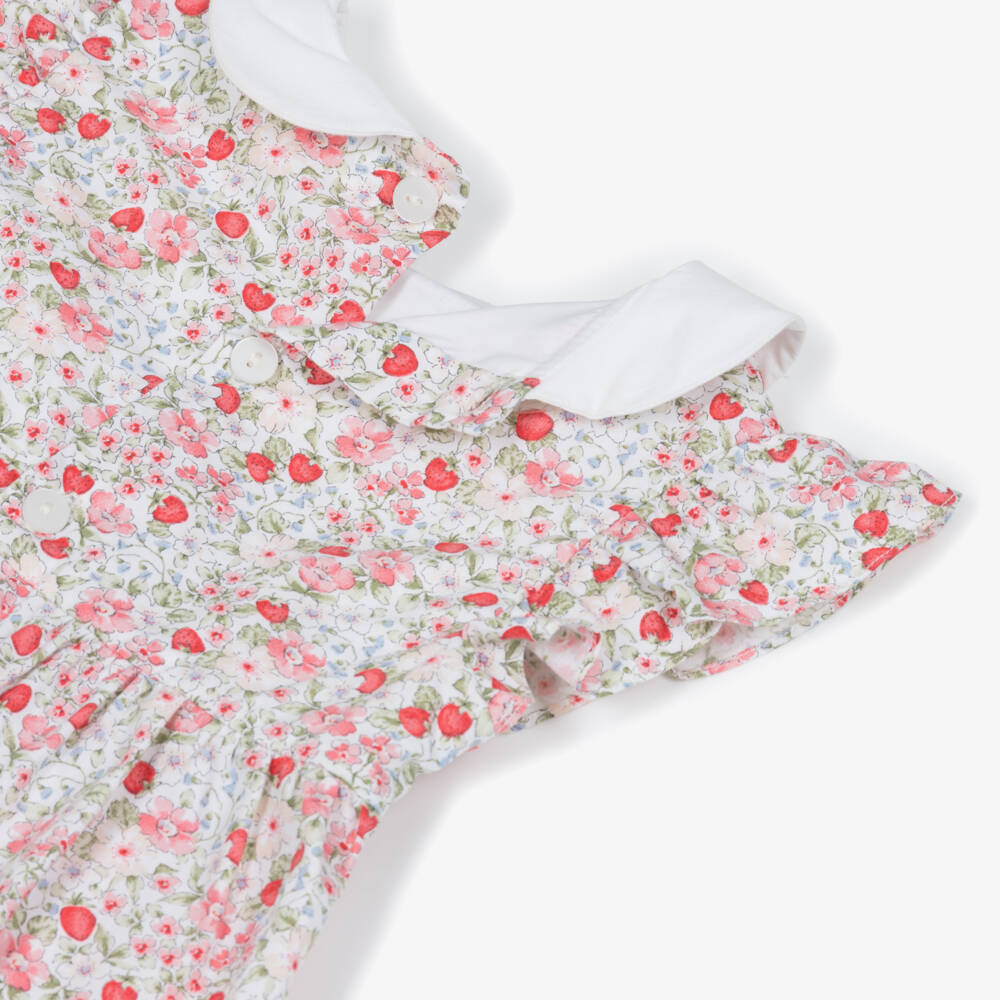 Kidiwi-Baby Girls Red Strawberry & Floral Hand-Smocked Shortie | Childrensalon