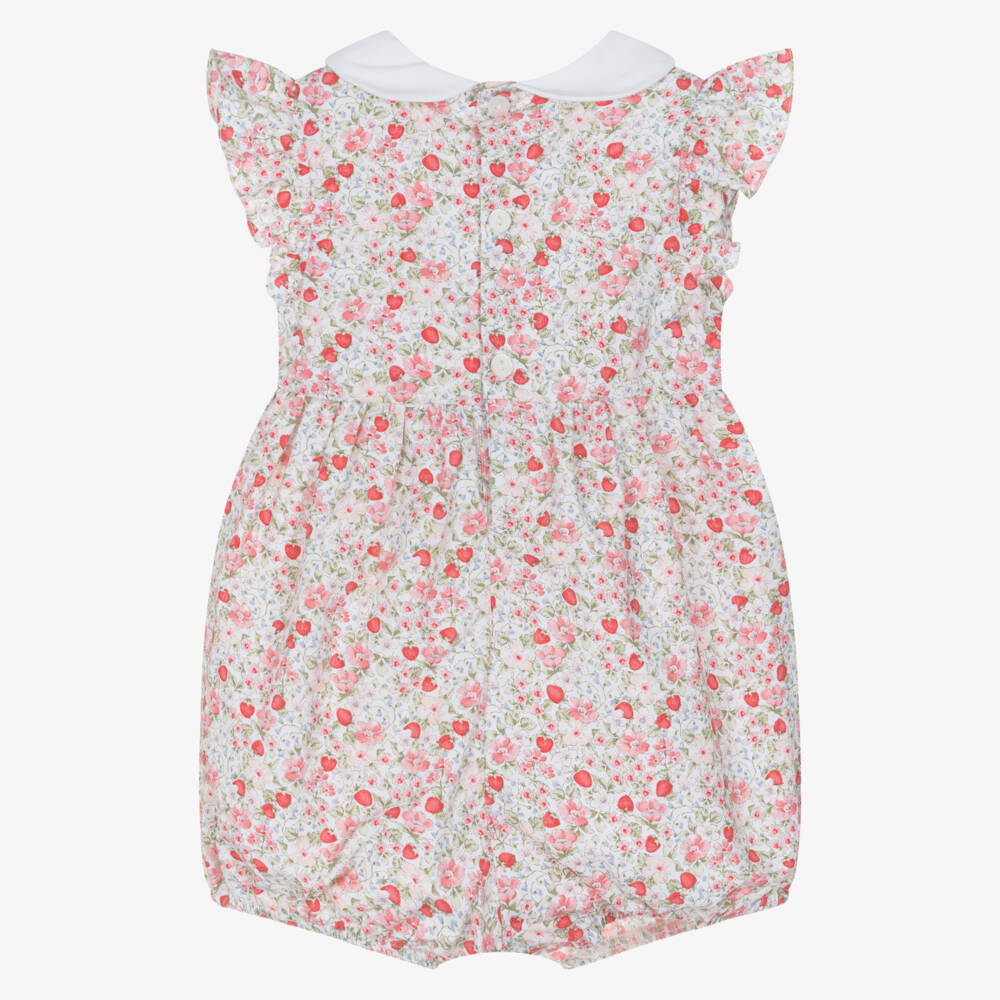 Kidiwi-Baby Girls Red Strawberry & Floral Hand-Smocked Shortie | Childrensalon