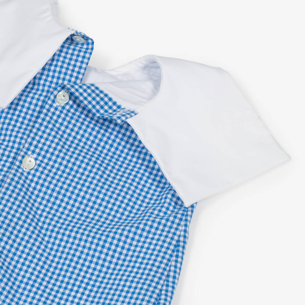 Kidiwi-Boys Blue Gingham Cotton Shortie | Childrensalon