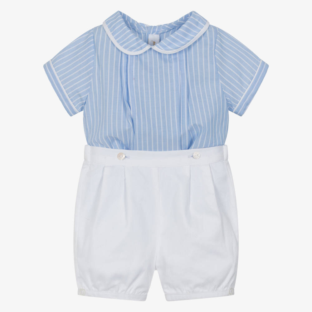 Kidiwi-Boys Blue & White Stripe Buster Suit | Childrensalon