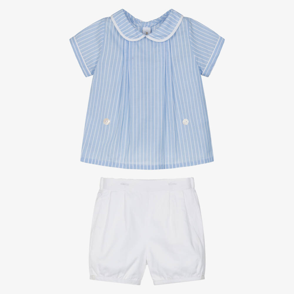 Kidiwi-Boys Blue & White Stripe Buster Suit | Childrensalon