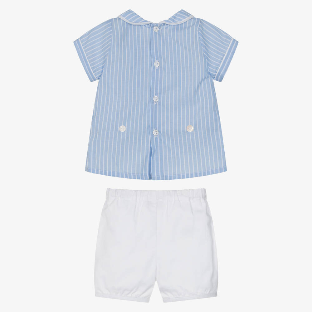 Kidiwi-Boys Blue & White Stripe Buster Suit | Childrensalon
