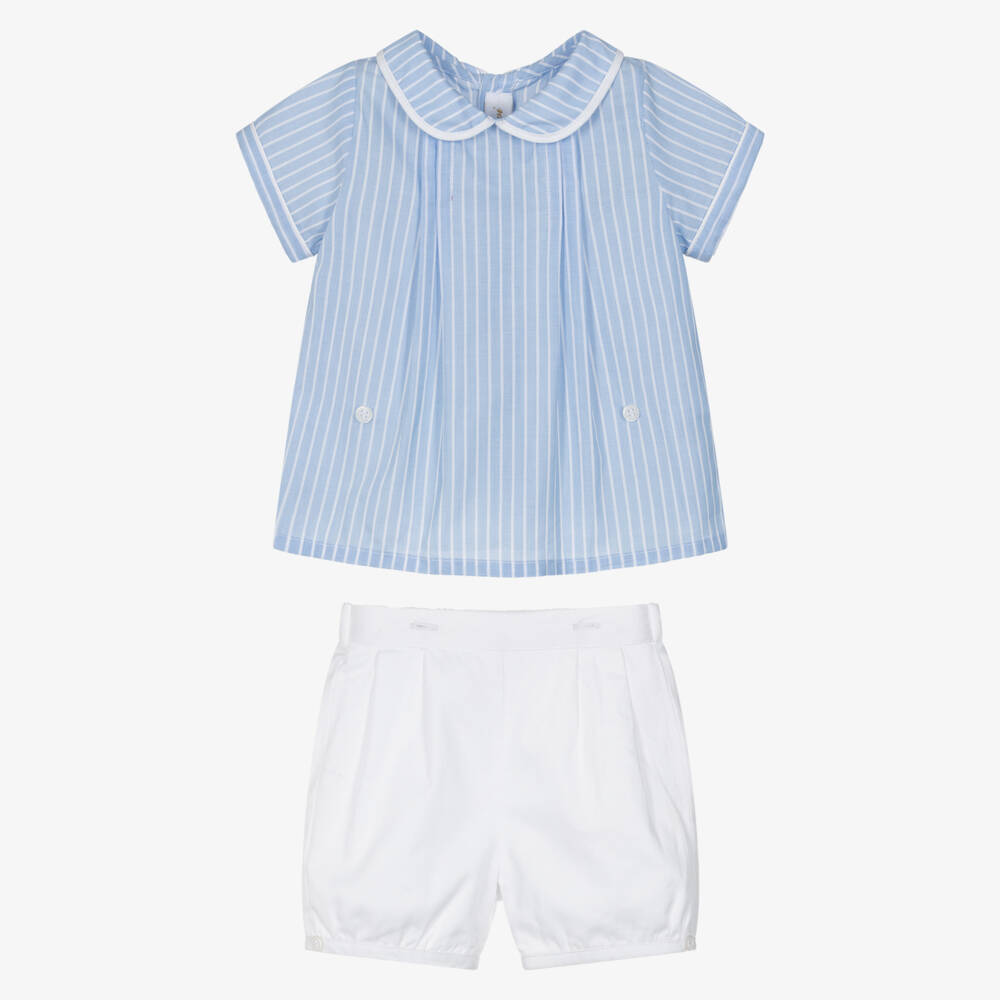 Kidiwi-Boys Blue & White Stripe Buster Suit | Childrensalon