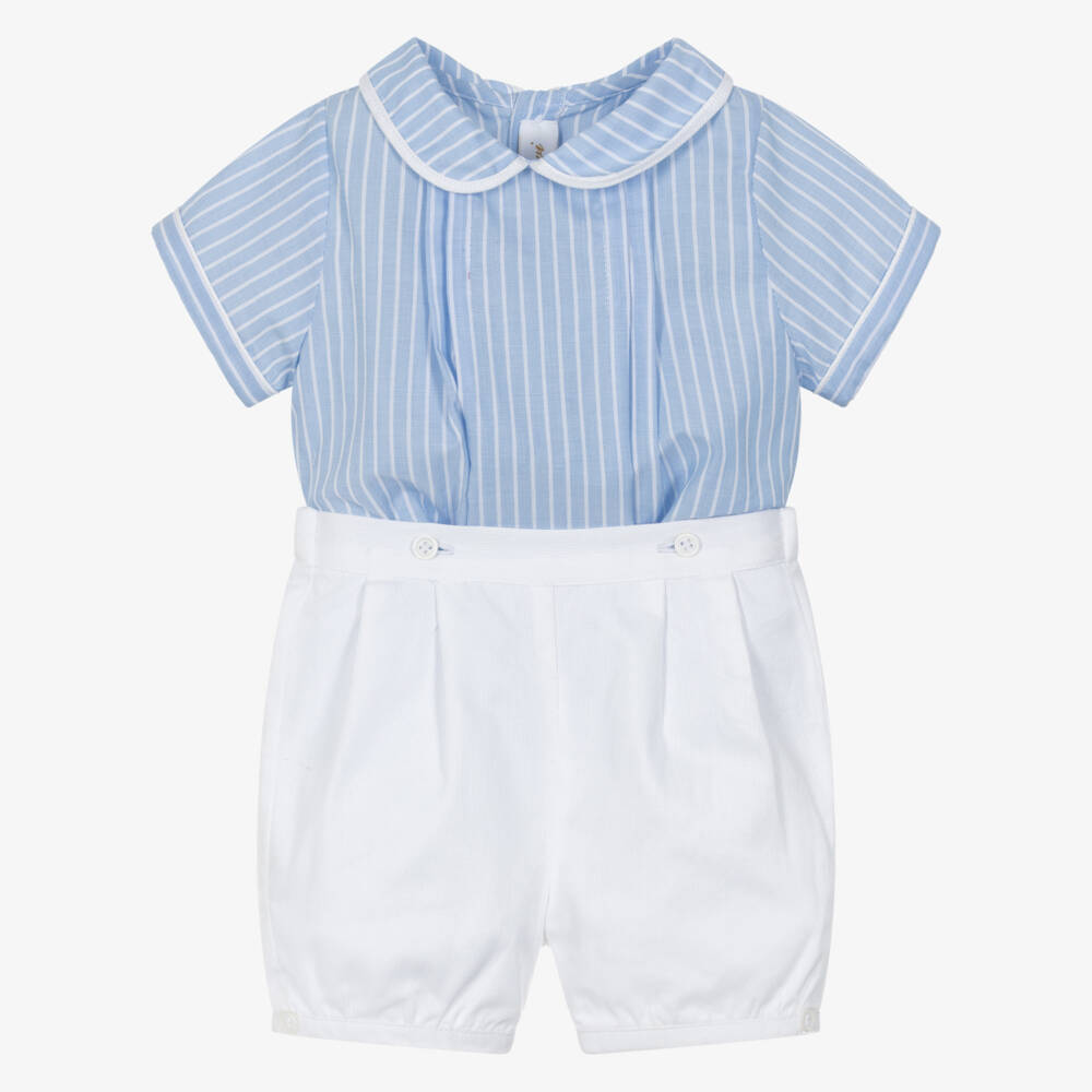 Kidiwi-Boys Blue & White Stripe Buster Suit | Childrensalon