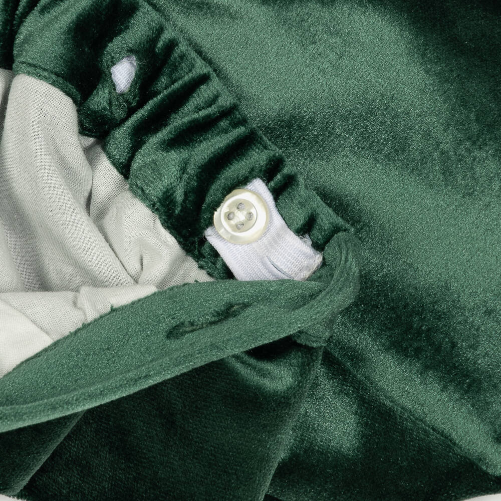Kidiwi - Boys White & Emerald Green Velvet Buster Suit | Childrensalon