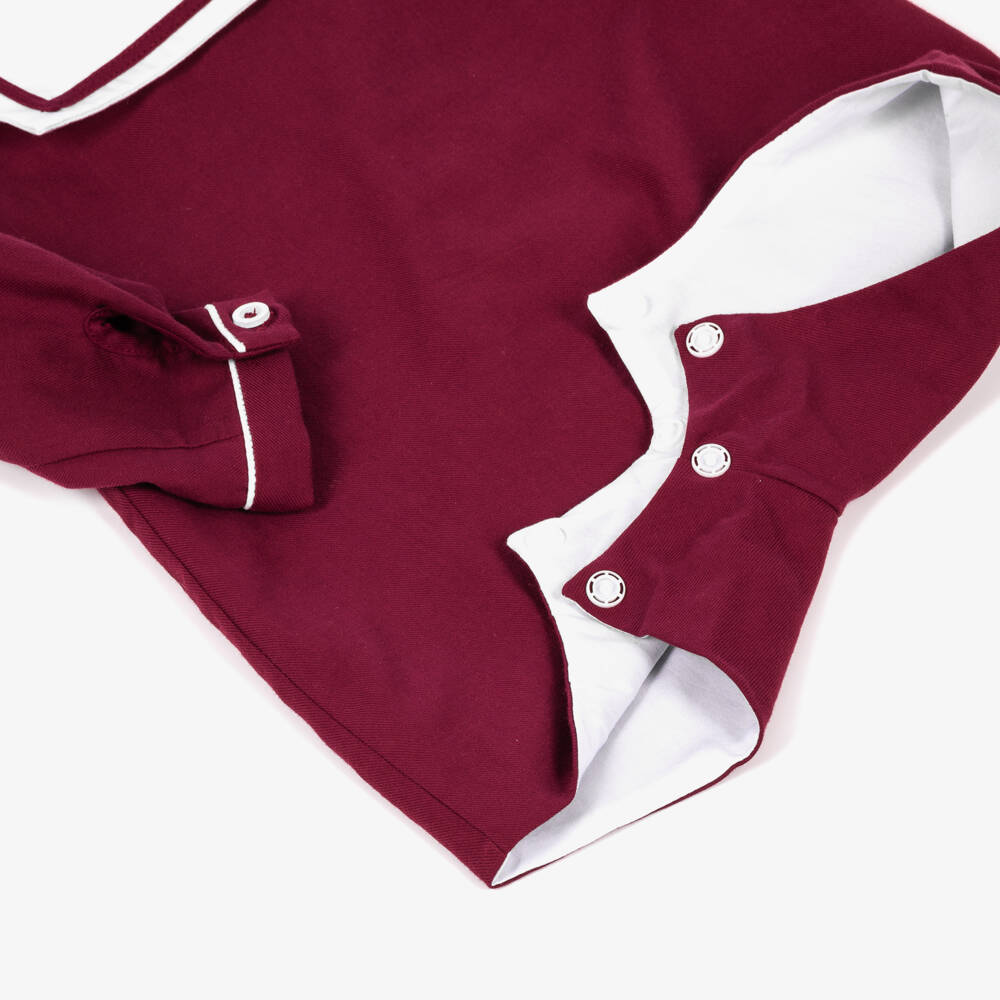 Kidiwi-Burgundy Red Cotton Shortie with Sailor Collar | Childrensalon