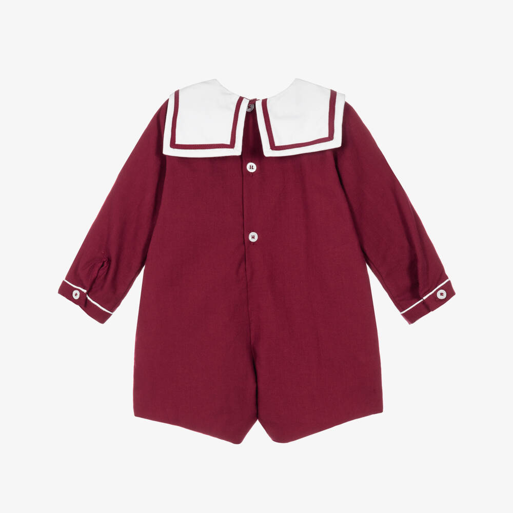 Kidiwi-Burgundy Red Cotton Shortie with Sailor Collar | Childrensalon