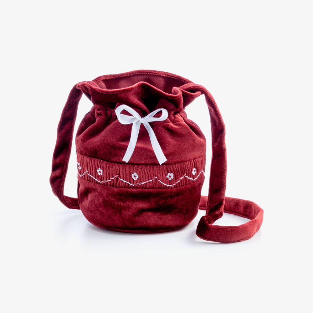 Kidiwi-Burgundy Red Velvet Shoulder Bag (18cm) | Childrensalon