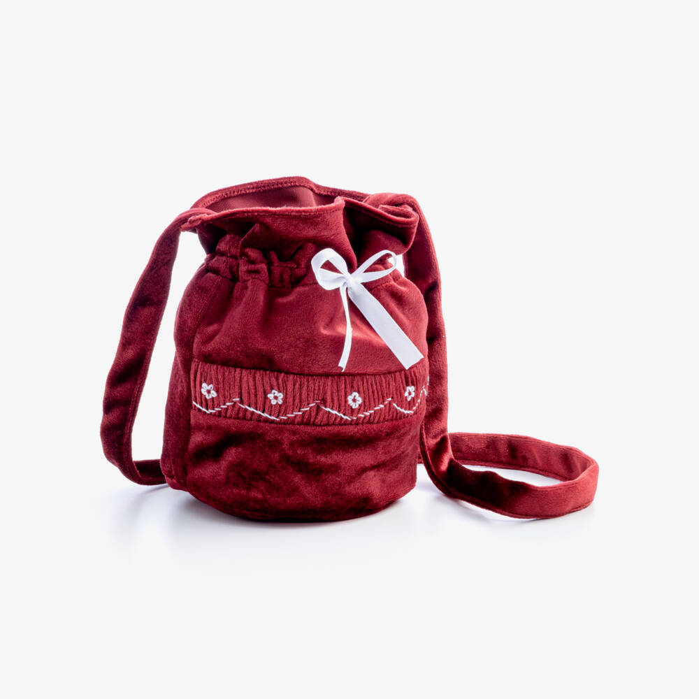 Kidiwi-Burgundy Red Velvet Shoulder Bag (18cm) | Childrensalon