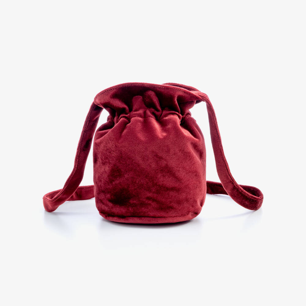 Kidiwi-Burgundy Red Velvet Shoulder Bag (18cm) | Childrensalon