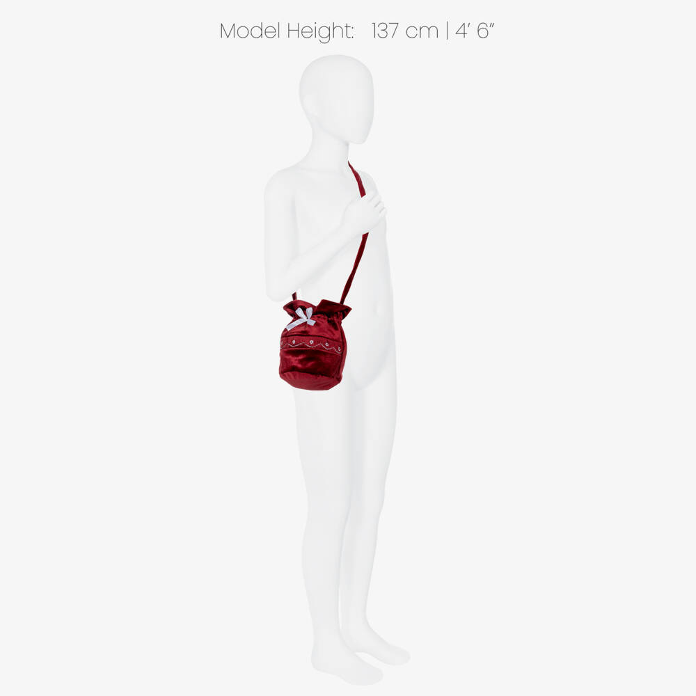 Kidiwi-Burgundy Red Velvet Shoulder Bag (18cm) | Childrensalon